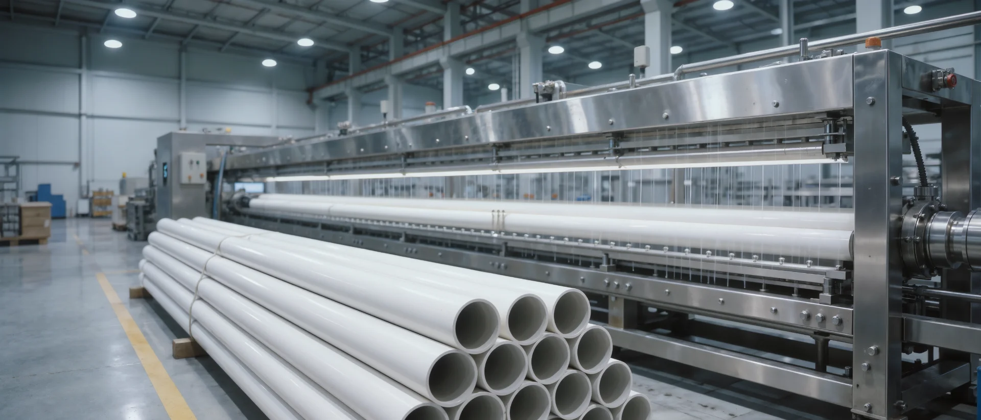 White rigid PVC pressure pipes in an extrusion plant - CIVAL Ca/Zn stabilizers for pipe and fitting